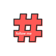 Obraz premium red outline hashtag icon like follow me