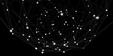 Flying network connection interface 3D rendering