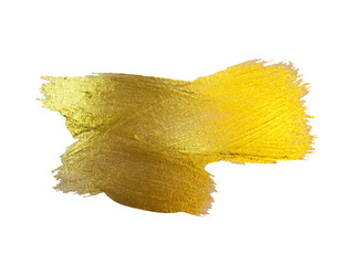 Fototapeta premium Gold Watercolor Texture Paint Stain Abstract Illustration. Shining Brush Stroke Set for you Amazing Design Project. White background