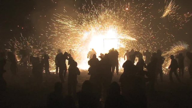 Torito shoots out fireworks into the crowd shot on the point of view of a by standard 21