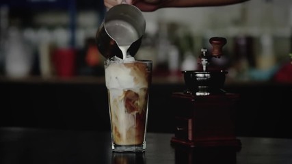 ice coffee with milk in cinemagraph