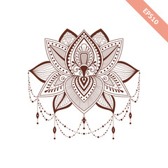 Decorative  element henna style. Flower for your design, tattoo.