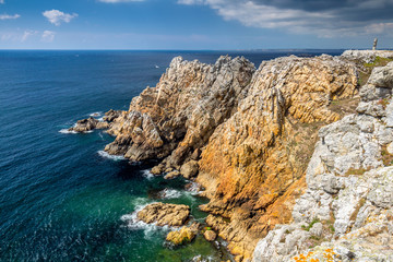 Rocky coastal scenery around Pointe de Pen-Hir in Brittany, France