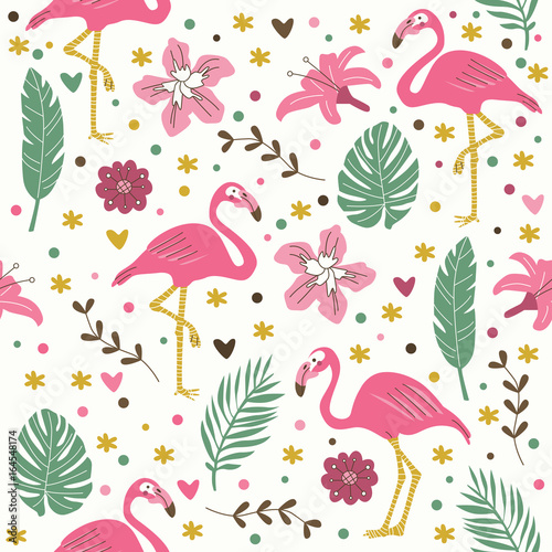 Seamless Flamingo Pattern Wallpaper Background Stock Image And Seamless Flamingo Pattern Wallpaper Background