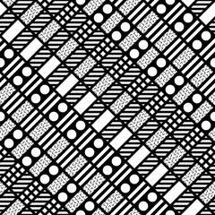 Decorative geometric shapes tiling. Monochrome irregular pattern.  Abstract  background. Artistic decorative ornamental lattice - 164548904