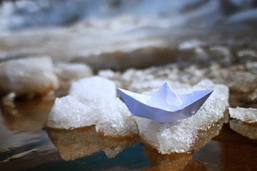 tinted photo paper boat on spring street