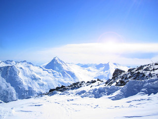 Plakat Schweizer Berge im Winter