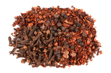 spices on a white background