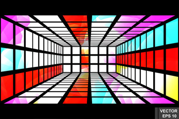 Perspective. Square. Three-dimensional 3D. The outline is isolated on a white background.