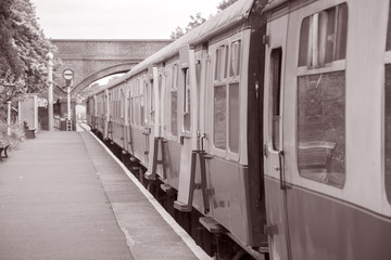 Railroad Train Carriage on Station Platform