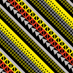 Retro color seamless pattern. Fancy abstract geometric art print. Ethnic hipster ornamental lines backdrop. - 164551748