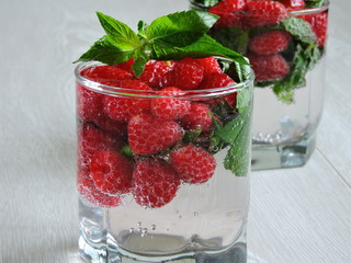 Raspberry mint water.