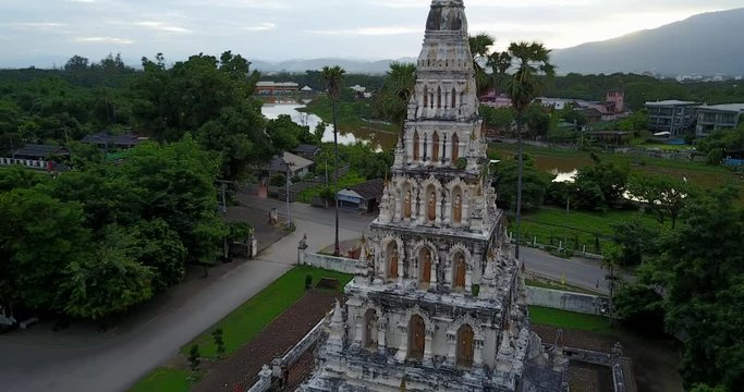 Aerail view, Wat Chedi Liam in Chiangmai, Thailand.