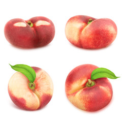 Set of flat nectarines isolated on white.
