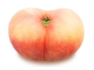 Flat peach isolated on white. Full depth of field.