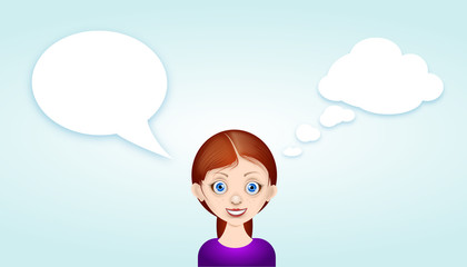 girl avatar with speech bubbles