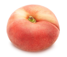 Flat peach isolated on white. Full depth of field.