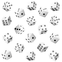 Vector illustration of white dice with double six roll. Web site page and mobile app design vector element.