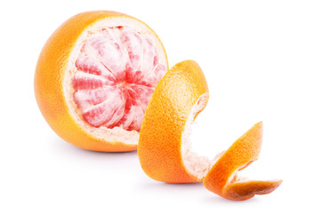 Grapefruit citrus fruit with half isolated on white with clipping path