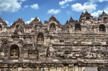 Fototapeta premium Wall of Borobudur Temple in Yogyakarta