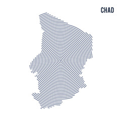 Vector abstract hatched map of Chad with spiral lines isolated on a white background.