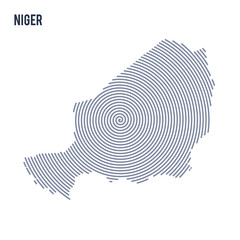 Vector abstract hatched map of Niger with spiral lines isolated on a white background.