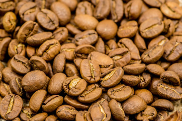 coffee beans in a linen bag
