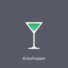 Grasshopper cocktail icon on dark background in flat style