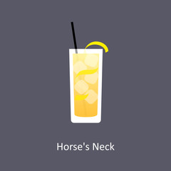 Horse's Neck cocktail icon on dark background in flat style