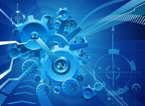 Cogs And Gears Blue Business Background