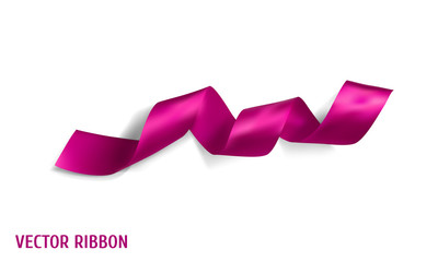 Pink realistic silk vector ribbon