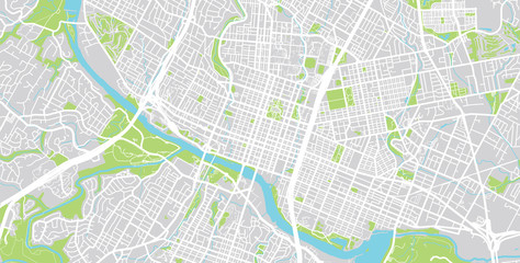 Fototapeta premium Wektorowa mapa miasta Austin, Teksas.