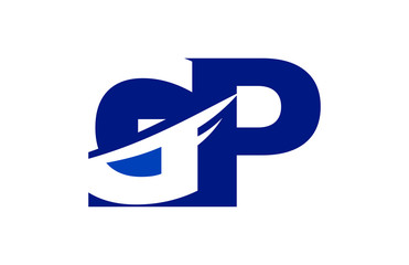 GP Negative Space Square Swoosh Letter Logo - obrazy, fototapety, plakaty