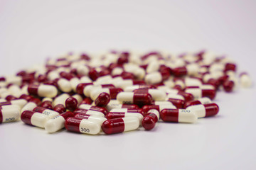 Capsule pills on white background