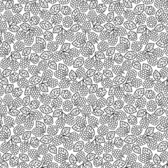 raspberry blackberry with leaves seamless pettern