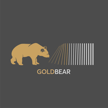 Gold Bear Symbol Logo - Vector Illustration