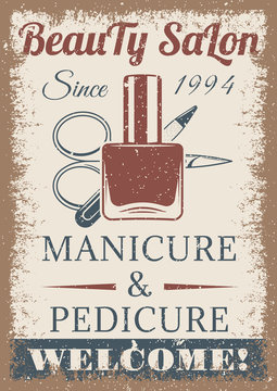 Beauty salon vintage colored poster