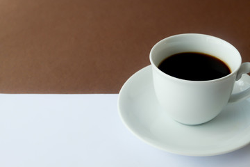 Black coffee  in white cup.