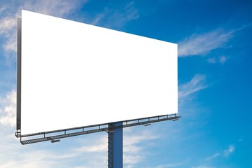 Fototapeta premium Large billboard against blue sky. 3D rendered illustration.