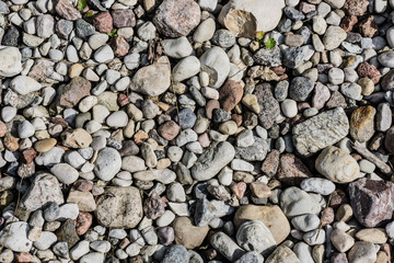 pebble stone texture background. Different size and form