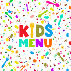 Kids Menu banner design. Vector illustration. Isolated on white background. For your design.