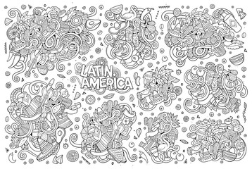 Sketchy vector hand drawn Doodle Latin American objects