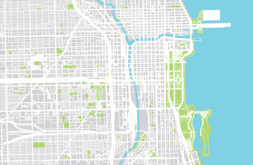 Vector city map of Chicago,  - obrazy, fototapety, plakaty