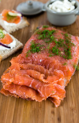 Salmon smoked cured sliced