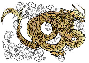 dragon illustration japanese pattern
