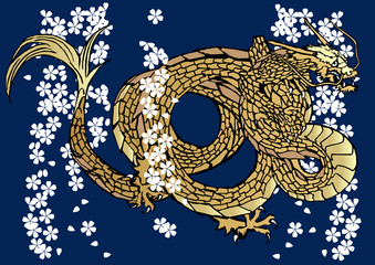 dragon illustration japanese pattern