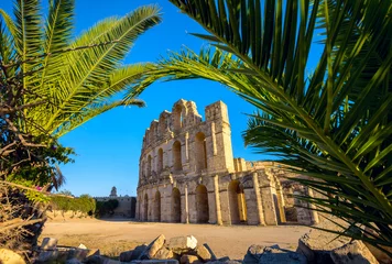 Fotobehang Het Djem Colosseum amfitheater. Tunesië, Noord-Afrika © Valery Bareta