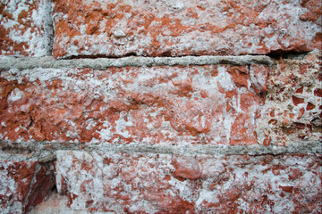 Background of old vintage brick wall close up