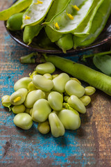 Healthy fresh legumes, new harvest on broad lima white beans