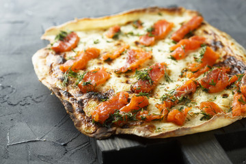 Savory pie with smoked salmon